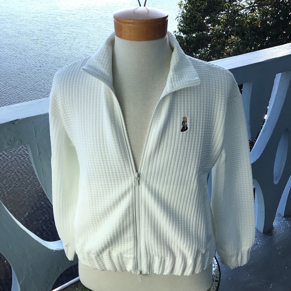 Peter Millar Off White Full-Zip Waffle Weave Textured Men's Zip Sweater Jacket - Picture 9 of 11